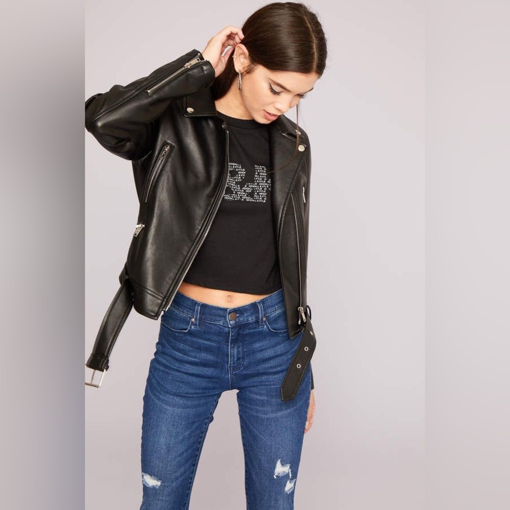 Black Kendall & Kylie Ardene Faux Leather Biker Jacket
